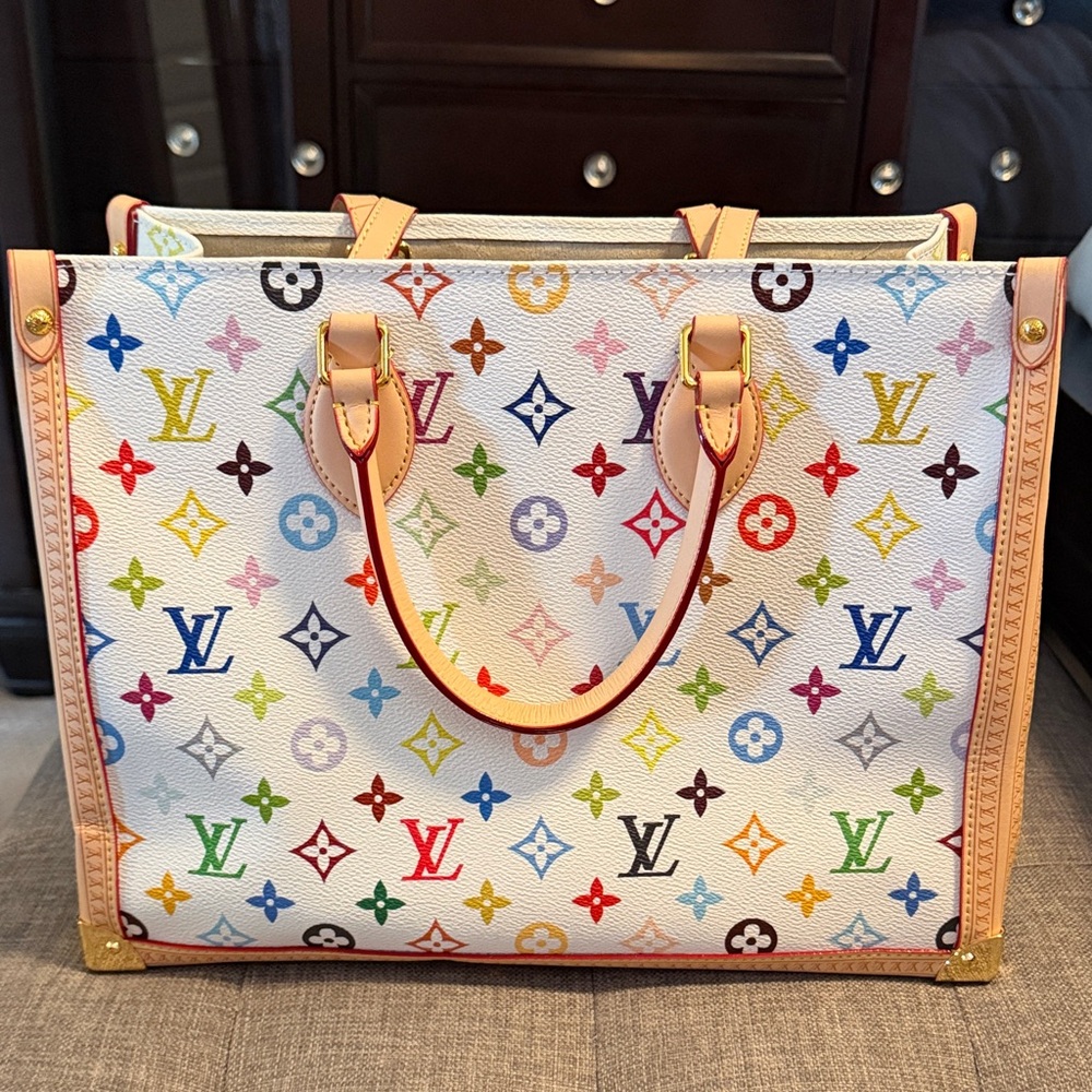Multicolor Monogram Canvas Tote Bag - White